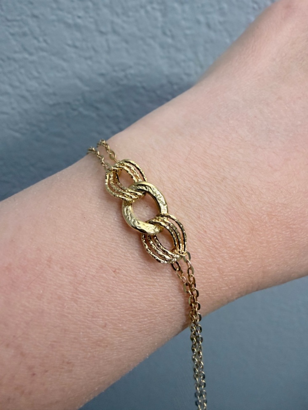 14k Solid Gold Double-Link Chain Bracelet - Women Jewelry